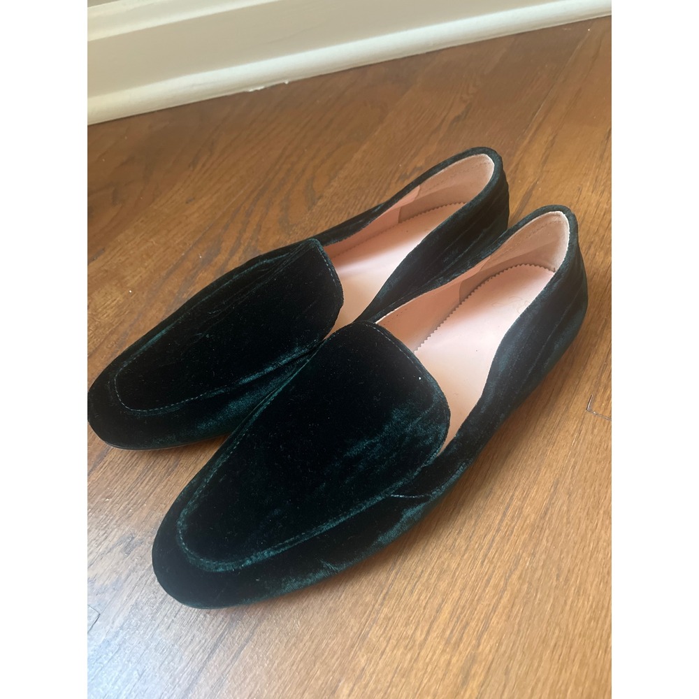 J. Crew Emerald Green Velvet Smoking Loafers Size 9.5